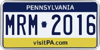 PA license plate MRM2016