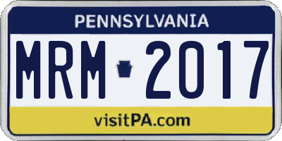 PA license plate MRM2017