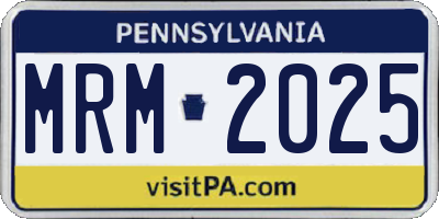 PA license plate MRM2025