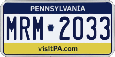 PA license plate MRM2033