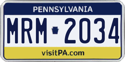 PA license plate MRM2034