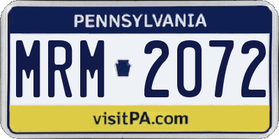 PA license plate MRM2072