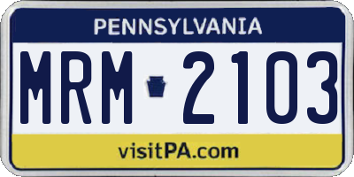 PA license plate MRM2103