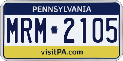 PA license plate MRM2105