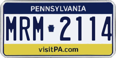 PA license plate MRM2114