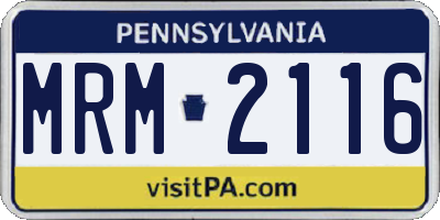 PA license plate MRM2116