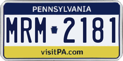 PA license plate MRM2181