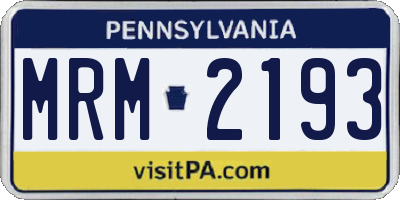 PA license plate MRM2193