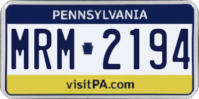 PA license plate MRM2194