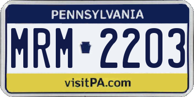 PA license plate MRM2203