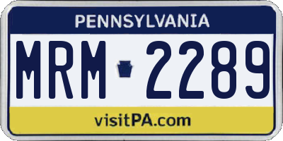 PA license plate MRM2289