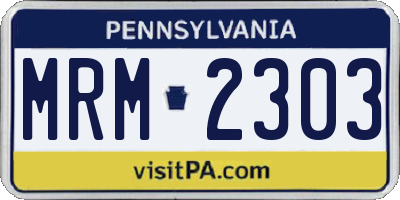 PA license plate MRM2303