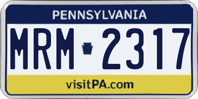 PA license plate MRM2317