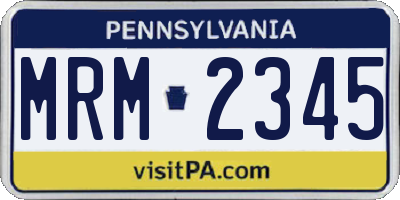 PA license plate MRM2345