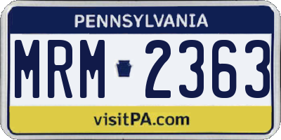 PA license plate MRM2363