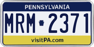 PA license plate MRM2371