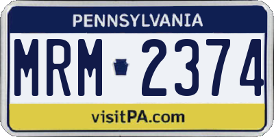 PA license plate MRM2374