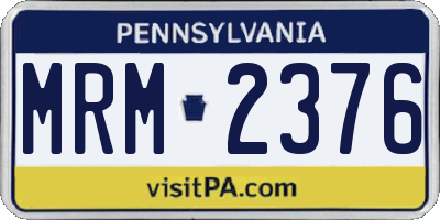PA license plate MRM2376