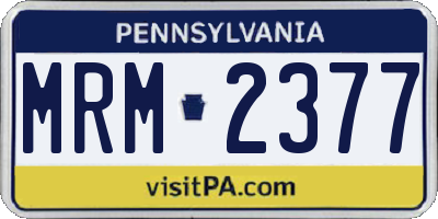PA license plate MRM2377