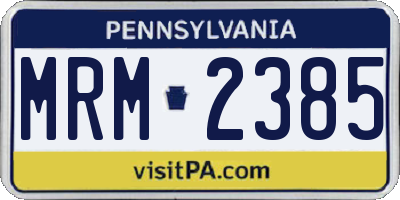 PA license plate MRM2385