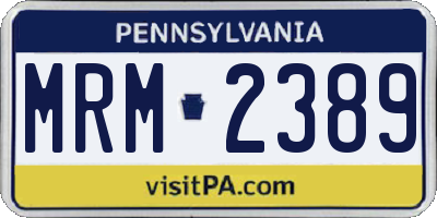 PA license plate MRM2389
