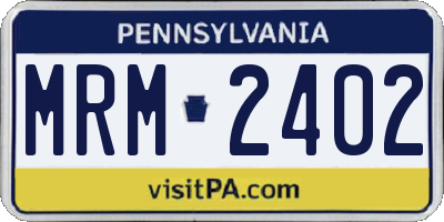 PA license plate MRM2402