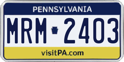 PA license plate MRM2403