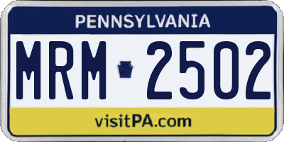 PA license plate MRM2502