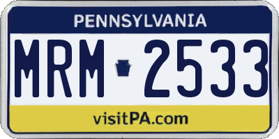 PA license plate MRM2533