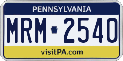 PA license plate MRM2540