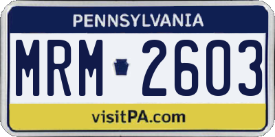 PA license plate MRM2603