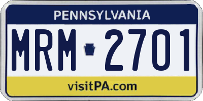 PA license plate MRM2701