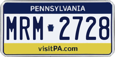 PA license plate MRM2728
