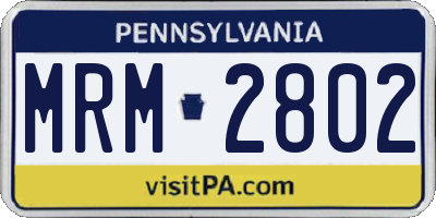 PA license plate MRM2802
