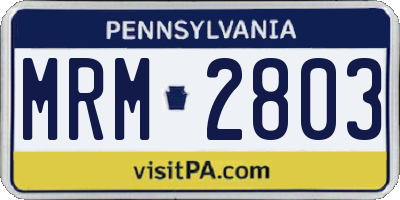 PA license plate MRM2803