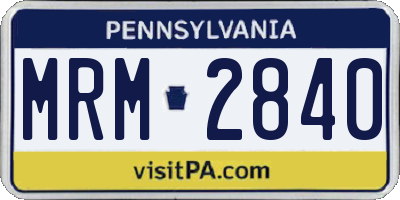 PA license plate MRM2840