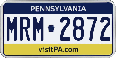 PA license plate MRM2872