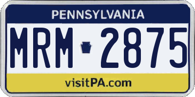 PA license plate MRM2875