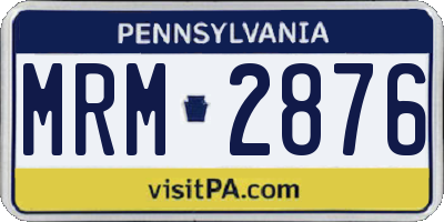 PA license plate MRM2876