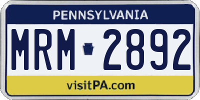 PA license plate MRM2892