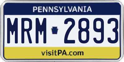 PA license plate MRM2893