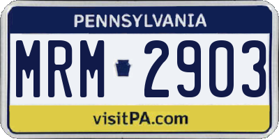 PA license plate MRM2903
