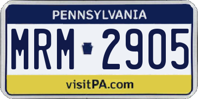 PA license plate MRM2905