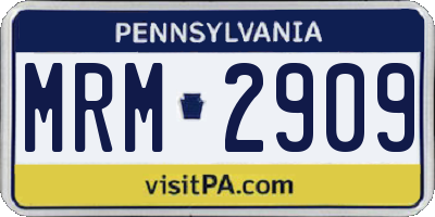 PA license plate MRM2909