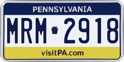 PA license plate MRM2918