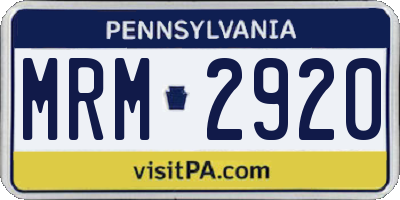 PA license plate MRM2920