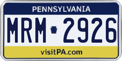 PA license plate MRM2926