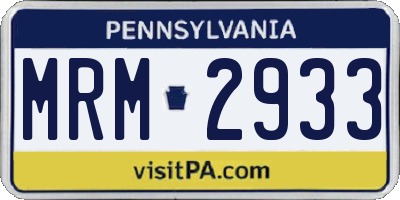 PA license plate MRM2933