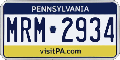 PA license plate MRM2934