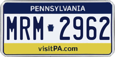 PA license plate MRM2962